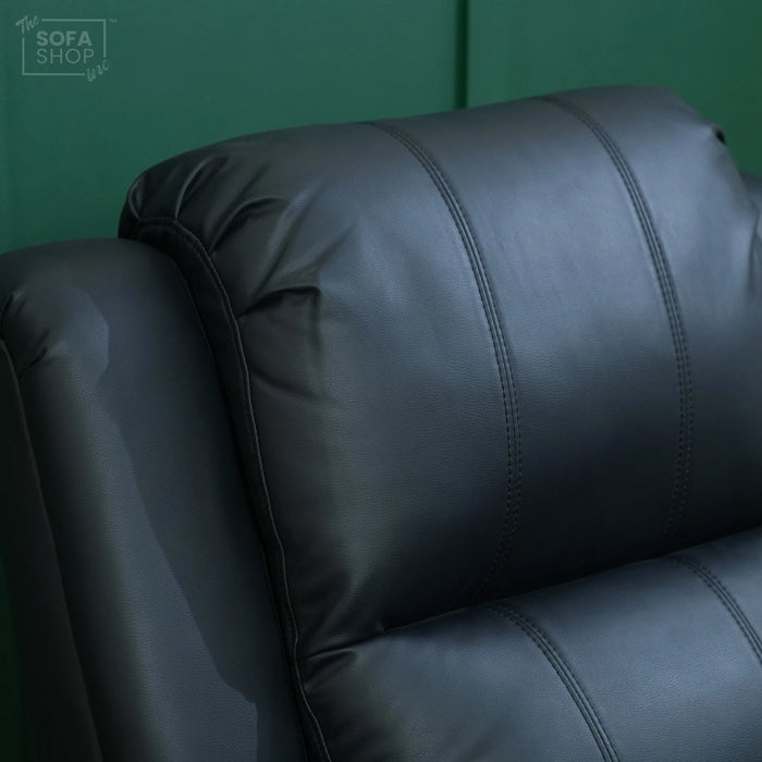 1 Seater Leather Recliner Cinema Sofa in Black | Manual Reclining Sofa with Fully Reclining Mechanism | Trento  | Second Hand Sofas 1
