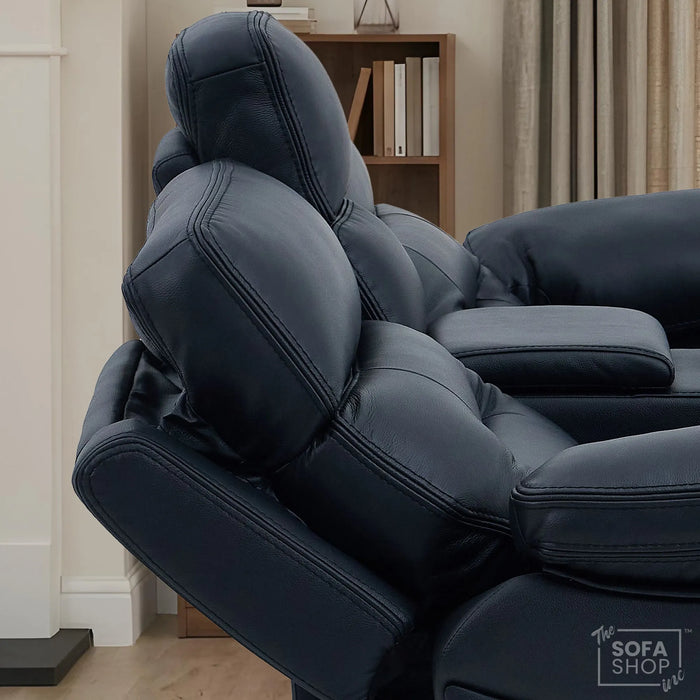 3+2 Electric Recliner Sofa Set in Black Real Leather | Hi-Tech Cinema Sofa Set with Bluetooth Speakers & Multi-Link, Power Grommets, Power Headrest, Power Recliner, USB & Wireless Charging | Sicily | The Sofa Shop
