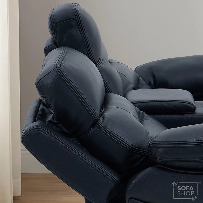 2 Seater Cinema Sofa in Black Genuine Leather | Hi-Tech Recliner Couch with Power Recline + Power Headrests + Sockets + Speakers + Cooling Cupholders | Sicily | The Sofa Shop