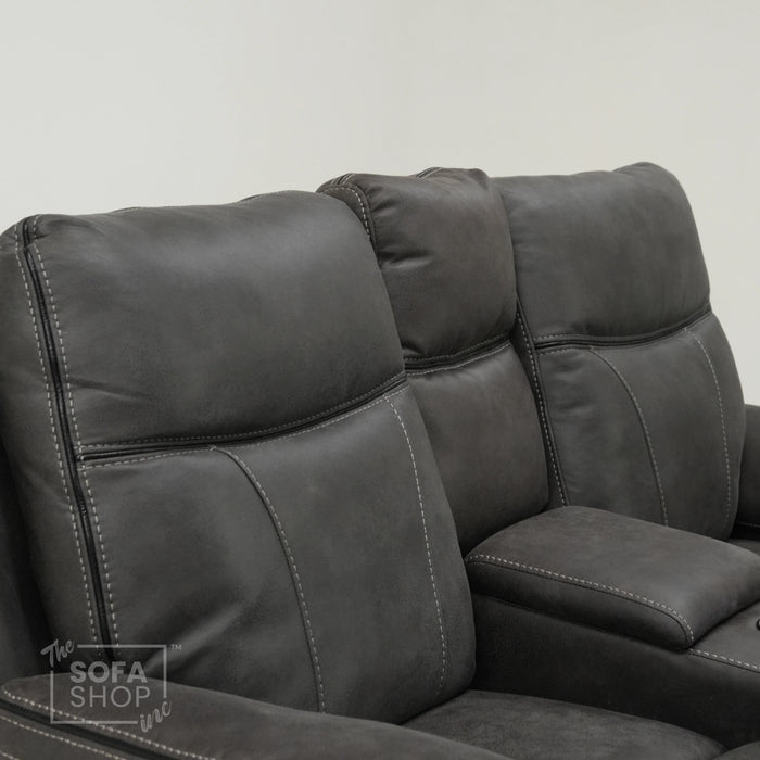 2 Seater Electric Recliner With Massage & Bluetooth | Scratch Mark | Vinson Grey Fabric | Ex-Display