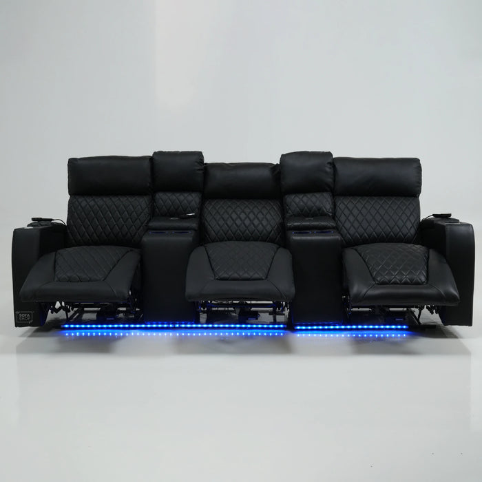 3 Seater Electric Recliner With Tray Tables & LED Lighting | Different Shade Seat & No Speakers | Venice | Second Hand Sofa SS22