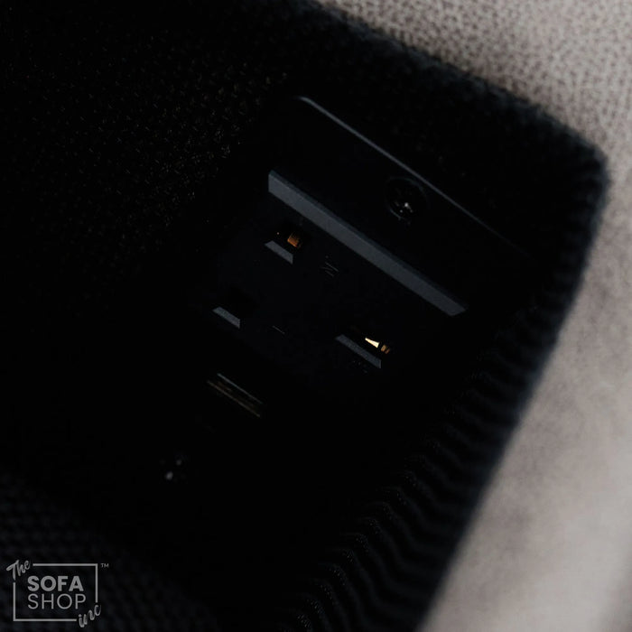 3 Seater Electric Recliner Cinema Sofa in Graphite Dark Grey Fabric | Hi-Tech Sofa with Cooling Cupholder + Massage + Heat + Power Headrest + USB Ports + Speakers | Tuscany | The Sofa Shop