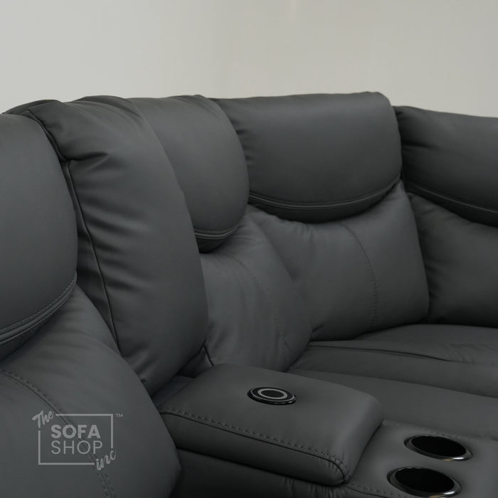 Electric Recliner Corner Sofa With Power Recline & Wireless Charging | Mismatched Stitching & Sunken Seats | Highgate | Second Hand Sofa 34