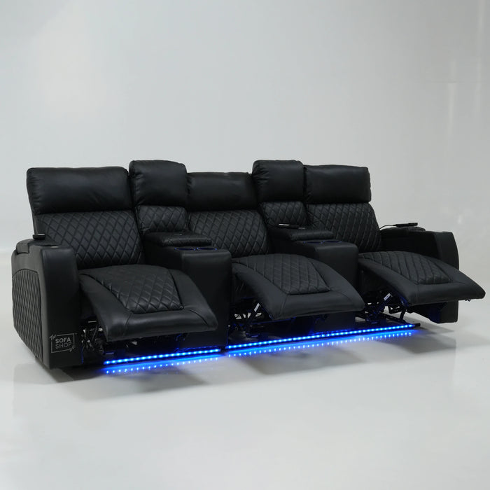 3 Seater Electric Recliner With Tray Tables & LED Lighting | Different Shade Seat & No Speakers | Venice | Second Hand Sofa SS22