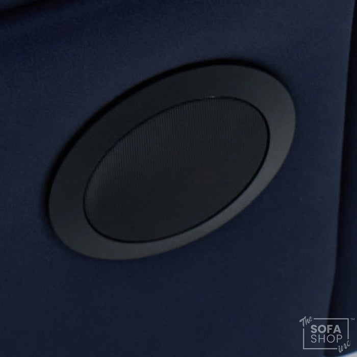 3+1 Electric Recliner Cinema Sofa Set in Blue Fabric | Hi-Tech Sofa Suite with Massage, Heat, Bluetooth Speakers, Fold-Down Table & Wireless Charging | Tuscany | The Sofa Shop