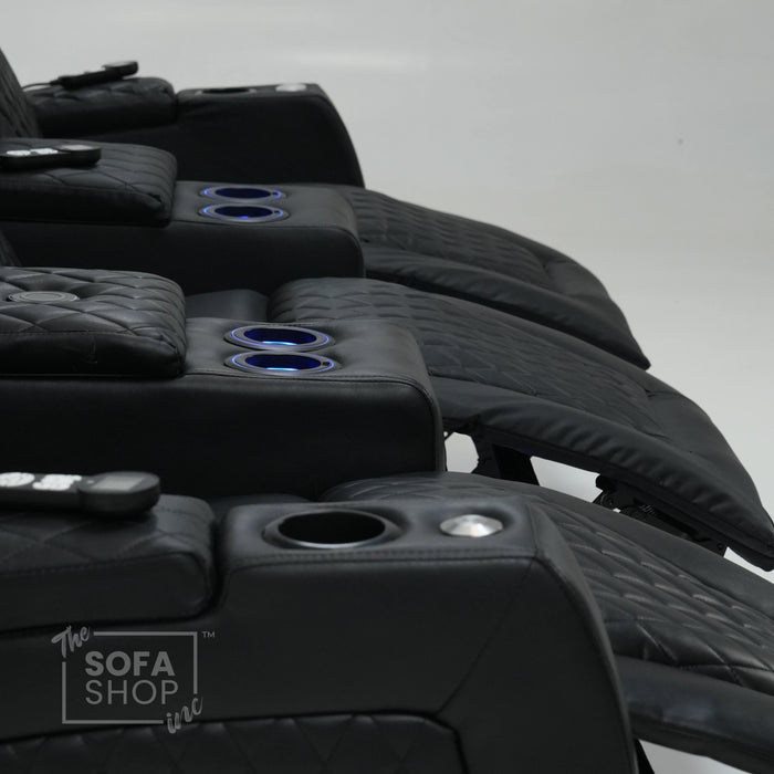3 Seater Electric Recliner With Tray Tables & LED Lighting | Different Shade Seat & No Speakers | Venice | Second Hand Sofa SS22