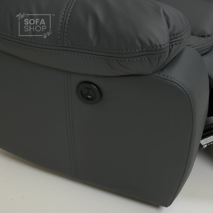 Electric Recliner Corner Sofa With Power Recline & Wireless Charging | Mismatched Stitching & Sunken Seats | Highgate | Second Hand Sofa 34