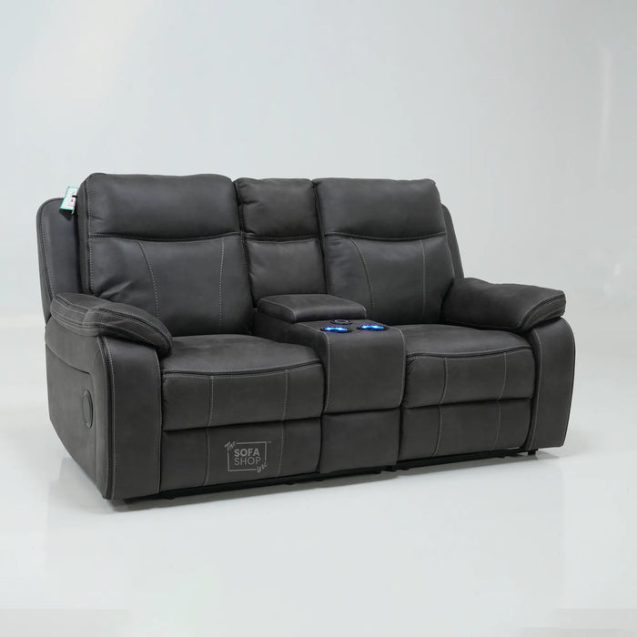 2 Seater Electric Recliner With Massage & Bluetooth | Scratch Mark | Vinson Grey Fabric | Ex-Display