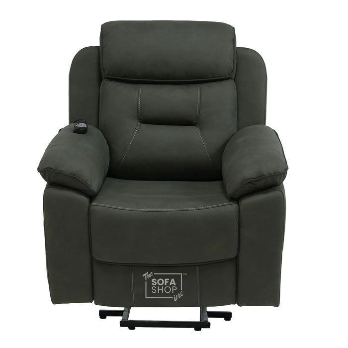 1 Seater Electric Dual Lift Riser Chair In Green Fabric | Hi-Tech Recliner Riser With Massage + Heating Comfort + Power Headrest + LED Light + USB-C | Florence | The Sofa Shop