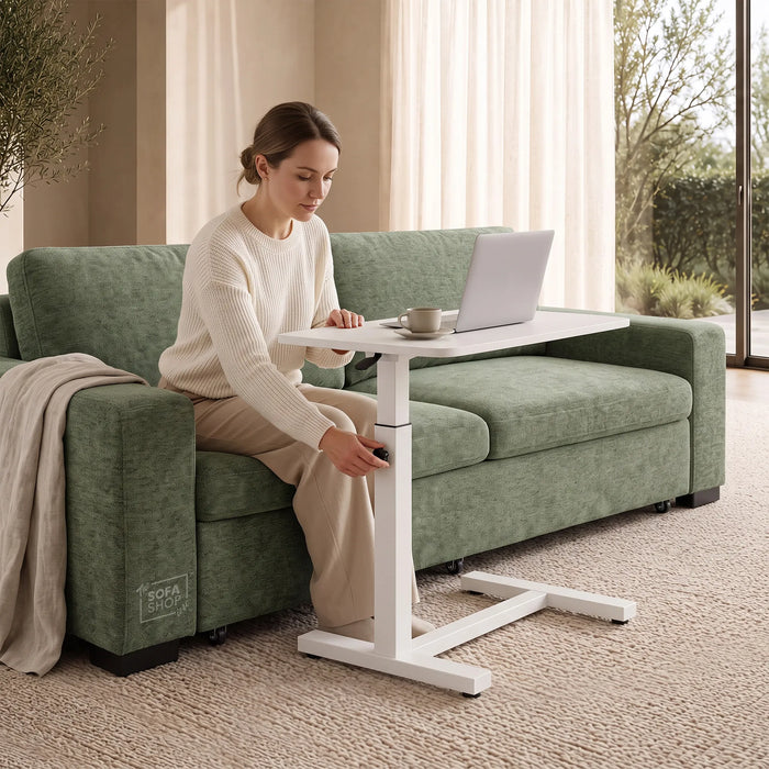 Lincoln Adjustable Bed Table | 2-In-1 Floorstanding Lap Desk with Tilting Top + Device Slots | The Sofa Shop