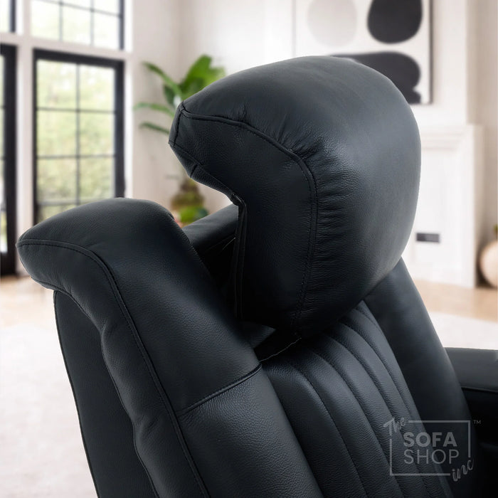 Real Leather 2+1 Electric Recliner Cinema Sofa Set in Black | 2 Piece Sofa Set with Massage, USB Ports, Cup Holders, Storage Boxes & Wireless Charger | Capri | The Sofa Shop