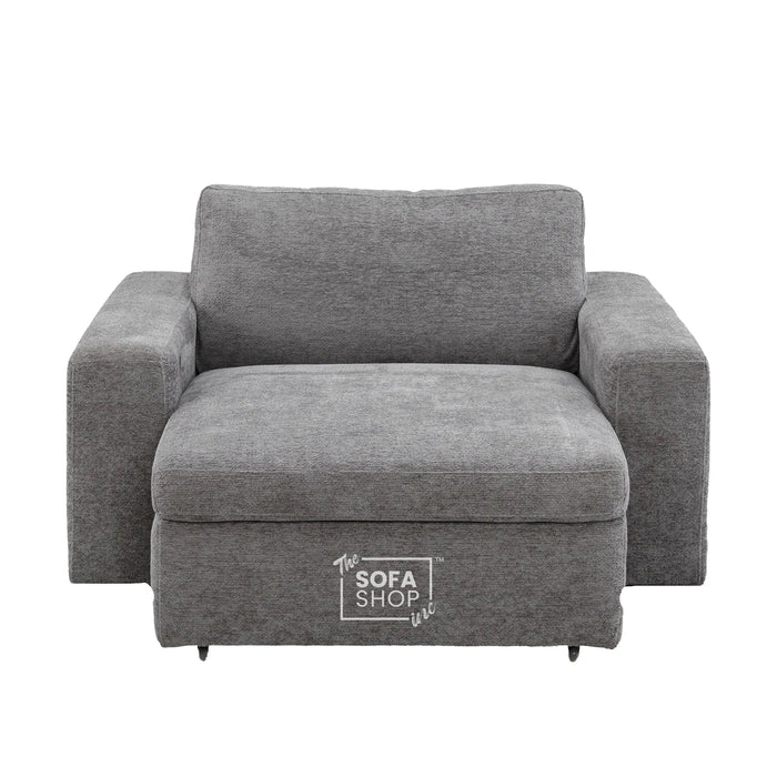 Power Sliding Sofa & Sofa Bed In One | 1 Seater Electric Extendable Chair | USB+C Charging & Grey Chenille Fabric | Home Cinema Seating | Palma | The Sofa Shop