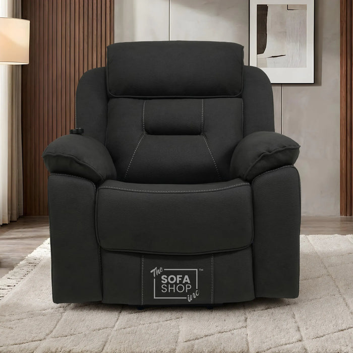Electric Riser Recliner Chair in Charcoal Grey Fabric | Dual Motor Rise & Recline Armchair with Massage, Heat & Power Headrest | Mobility Chair for Elderly | Florence | The Sofa Shop