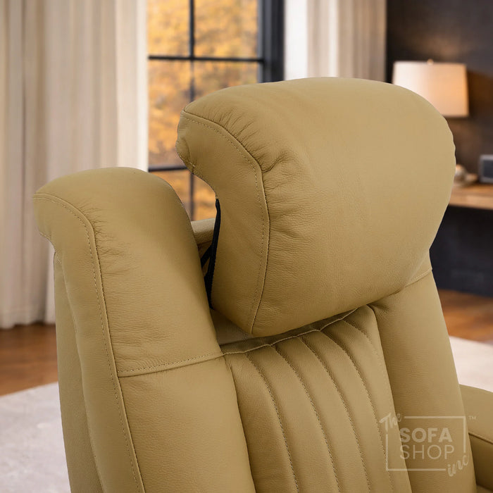 Real Leather Electric Recliner Cinema Chair in Tan | Hi-Tech Power Chair with USB Charging, Heating, Cup Holders, Storage, LED Lights & Massage | Capri | The Sofa Shop