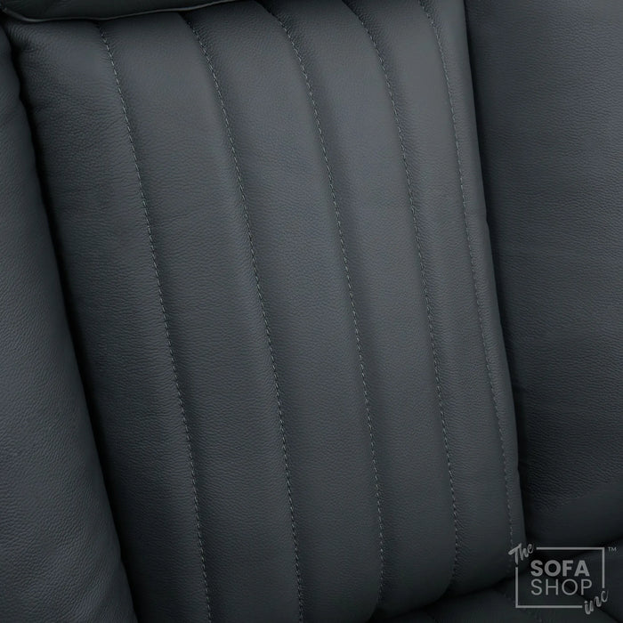 Real Leather Recliner Chair & Cinema Seat in Grey | Electric Armchair with Massage, Heating, LED Cup Holders, Table & USB Ports | Capri