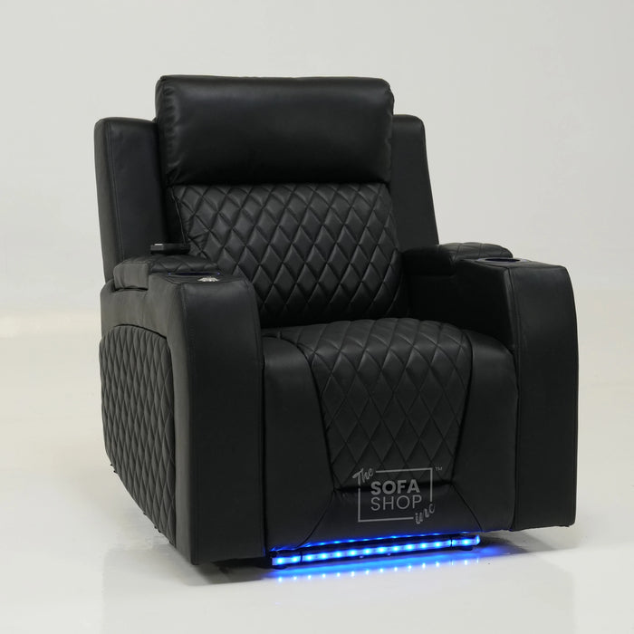 1 Seater Electric Recliner With Massage, LED Lights & Arm Storage | Ex-Display | Venice | The Sofa Shop