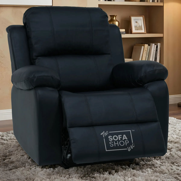 1 Seater Black Real Leather Electric Recliner Cinema Chair | Smooth Power Recline & High-Speed USB-C | Trento | The Sofa Shop