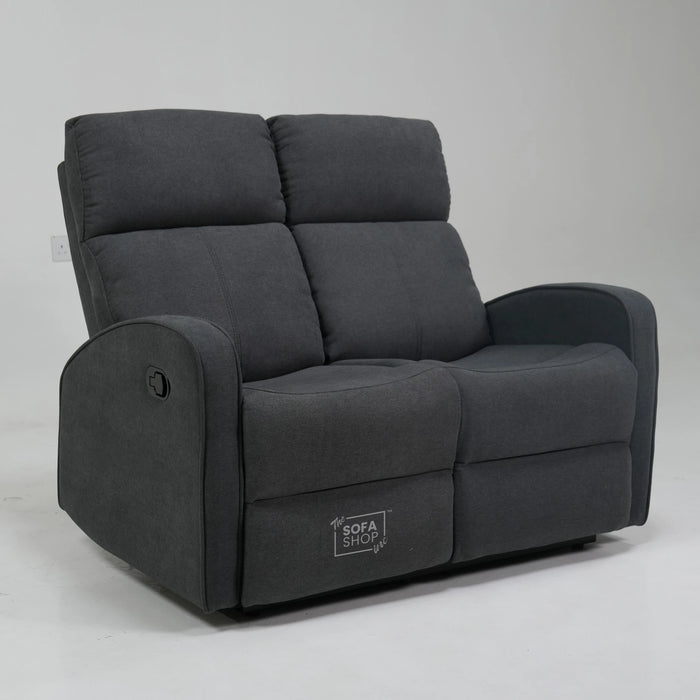 Manual Recline Dark Grey Fabric 2 Seater | Seat Covers Are Different Shades | Parma | Second Hand Sofa 23