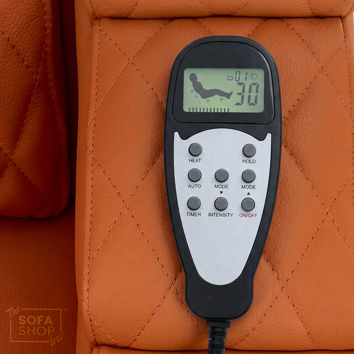 1 Seater Real Leather High-Tech Electric Recliner Cinema Chair in Orange | Hi-Tech Cinema Couch with  Massage, Heat, Cooling  & Heating Cup Holder | Assisi | The Sofa Shop