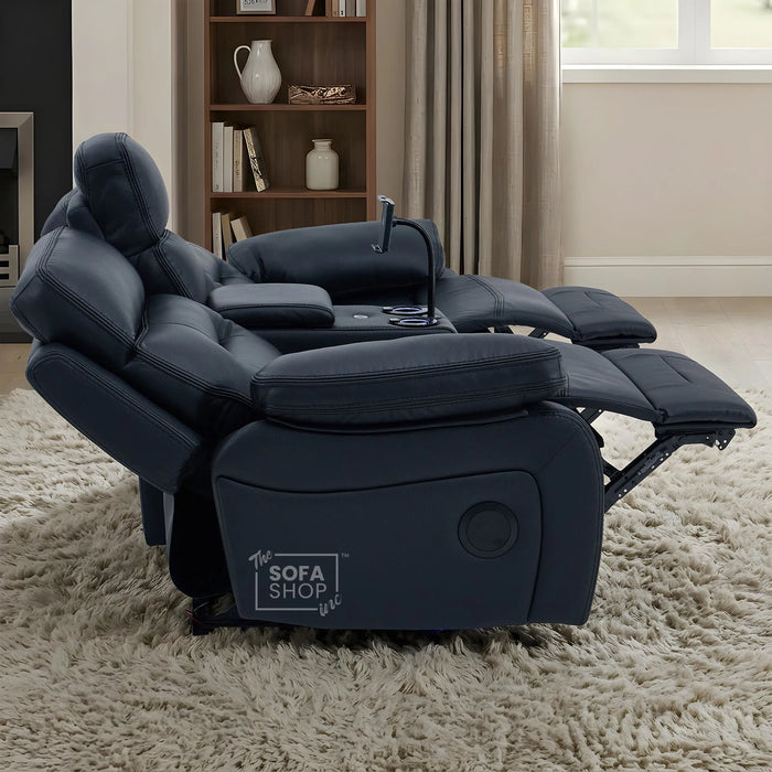 3+2+1 Electric Recliner Sofa Set in Black Genuine Leather | Hi-Tech Sofa Suite with Power Recline, Power Headrests, Wireless Charging, Heating & Cooling Cupholders | Sicily | The Sofa Shop
