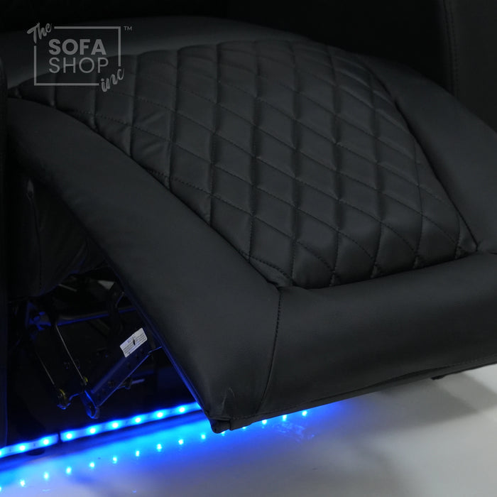 3 Seater Electric Recliner With Tray Tables & LED Lighting | Different Shade Seat & No Speakers | Venice | Second Hand Sofa SS22