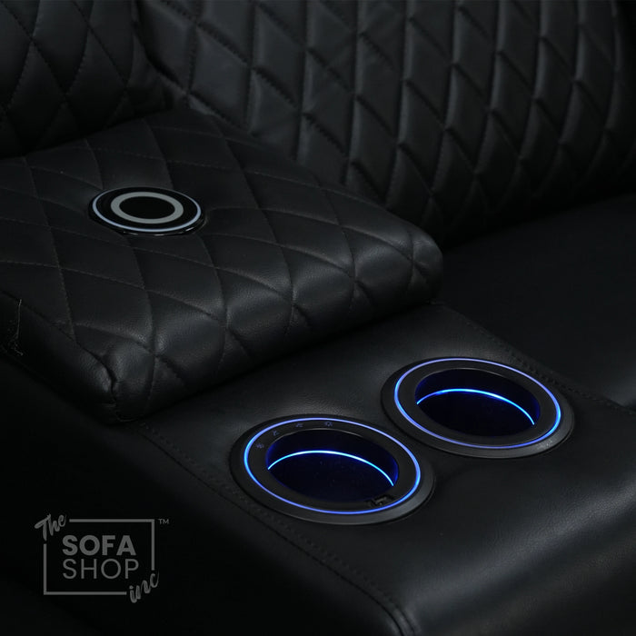 3 Seater Electric Recliner With Tray Tables & LED Lighting | Different Shade Seat & No Speakers | Venice | Second Hand Sofa SS22