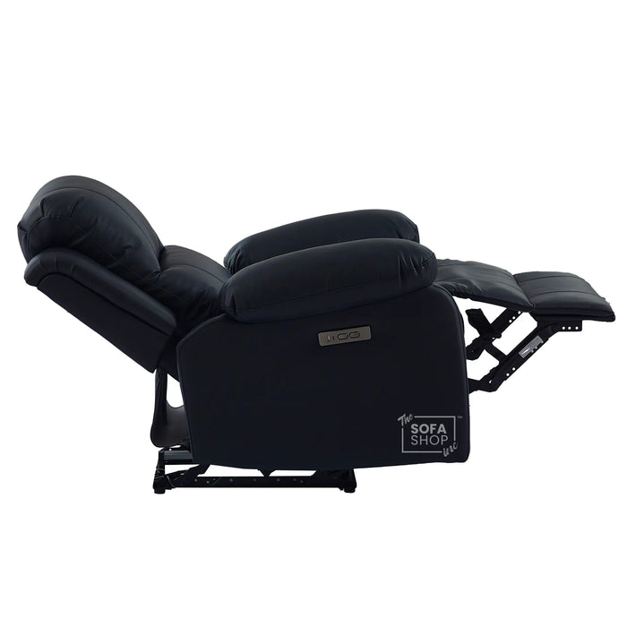 1 Seater Black Real Leather Electric Recliner Armchair | Smooth Power Recliner Mechanism & High-Speed USB-C | Trento | The Sofa Shop