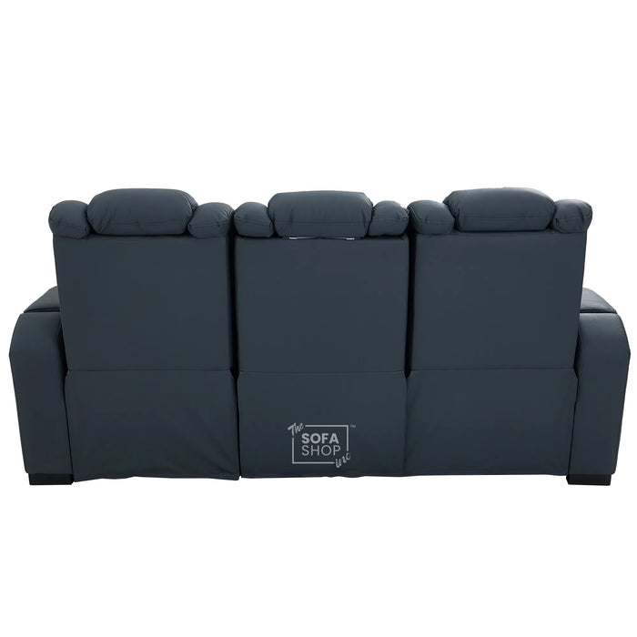 3+2 Seater Blue Real Leather Recliner Cinema Sofa | Hi-Tech Sofa Suite with Power Recline + Power Headrests + Wireless Charging + Bluetooth Speakers + Heat & Cool Cupholders | Napoli | The Sofa Shop