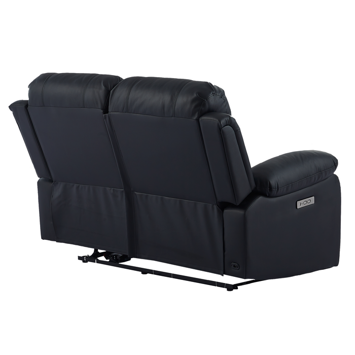 Trento 2 Seater Black Real Leather Electric Recliner Sofa | Smooth Power Recline, USB-C Charging | The Sofa Shop