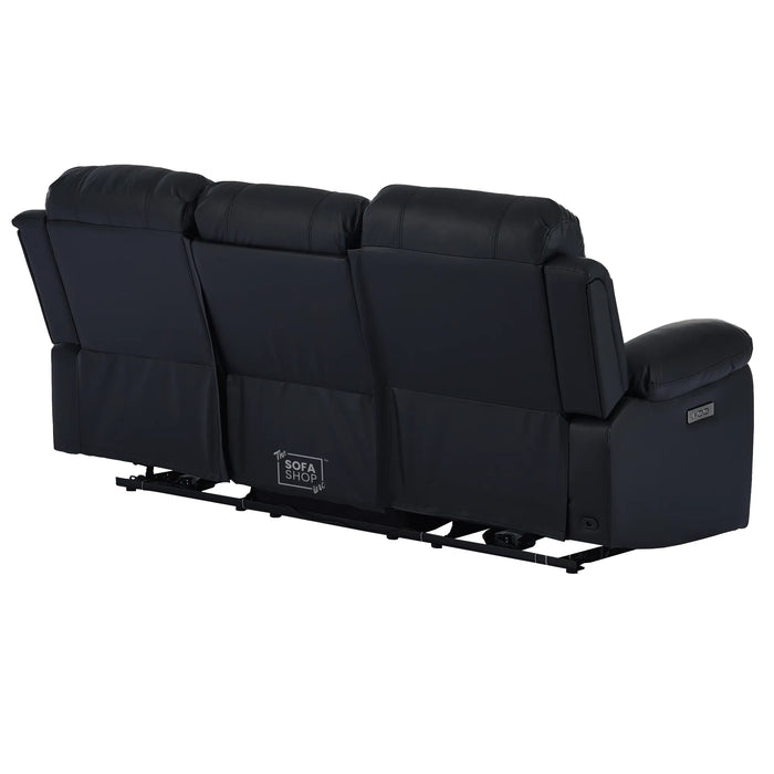 Trento 3 Seater Black Real Leather Electric Recliner Sofa | Power Recline, Drop-Down Table & USB-C Charging | The Sofa Shop