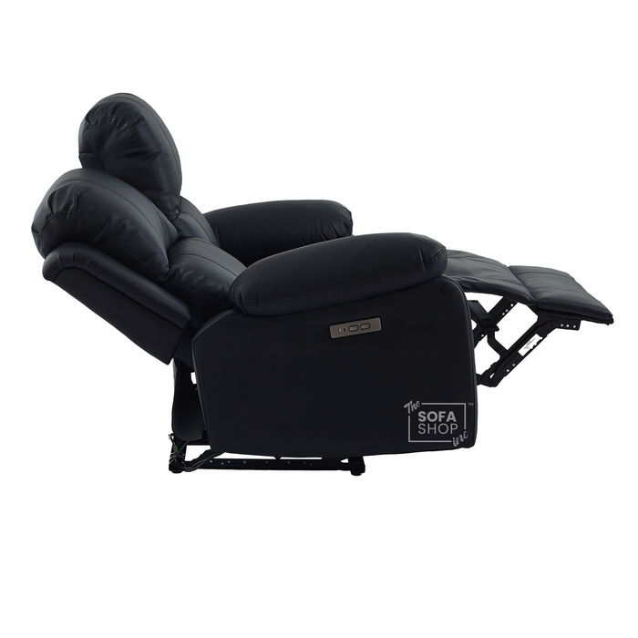 Trento 2 Seater Black Real Leather Electric Recliner Sofa | Smooth Power Recline, USB-C Charging | The Sofa Shop