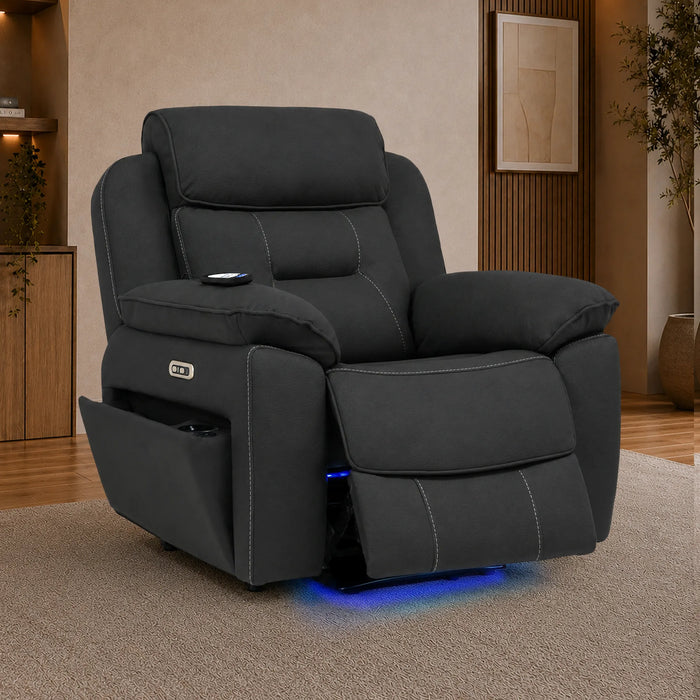 Electric Riser Recliner Chair in Charcoal Grey Fabric | Dual Motor Rise & Recline Armchair with Massage, Heat & Power Headrest | Mobility Chair for Elderly | Florence | The Sofa Shop