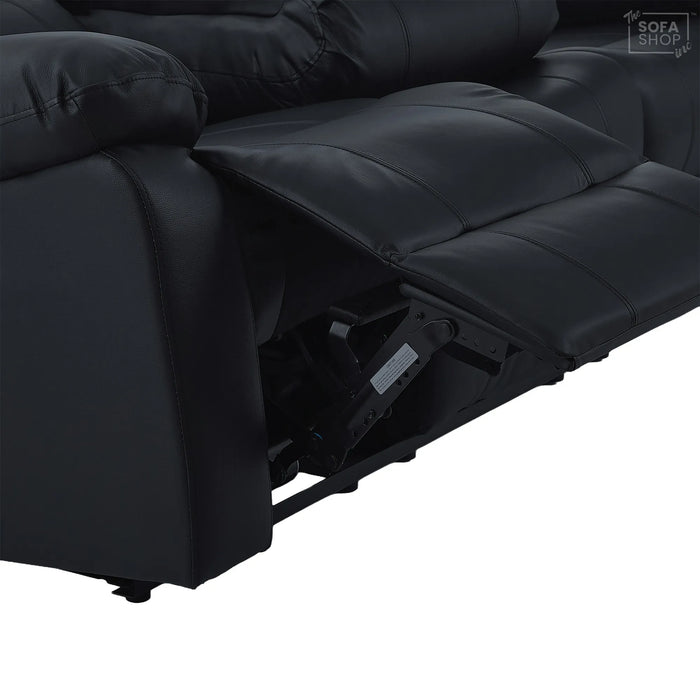Trento 3 Seater Black Real Leather Electric Recliner Sofa | Power Recline, Drop-Down Table & USB-C Charging | The Sofa Shop