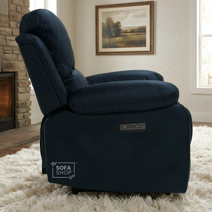 1 Seater Black Real Leather Electric Recliner Armchair | Smooth Power Recliner Mechanism & High-Speed USB-C | Trento | The Sofa Shop