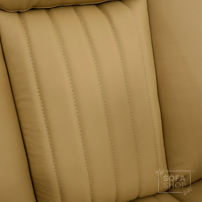 Real Leather Electric Recliner Cinema Chair in Tan | Hi-Tech Power Chair with USB Charging, Heating, Cup Holders, Storage, LED Lights & Massage | Capri | The Sofa Shop
