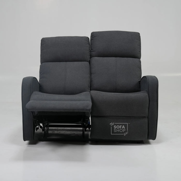 Manual Recline Dark Grey Fabric 2 Seater | Seat Covers Are Different Shades | Parma | Second Hand Sofa 23