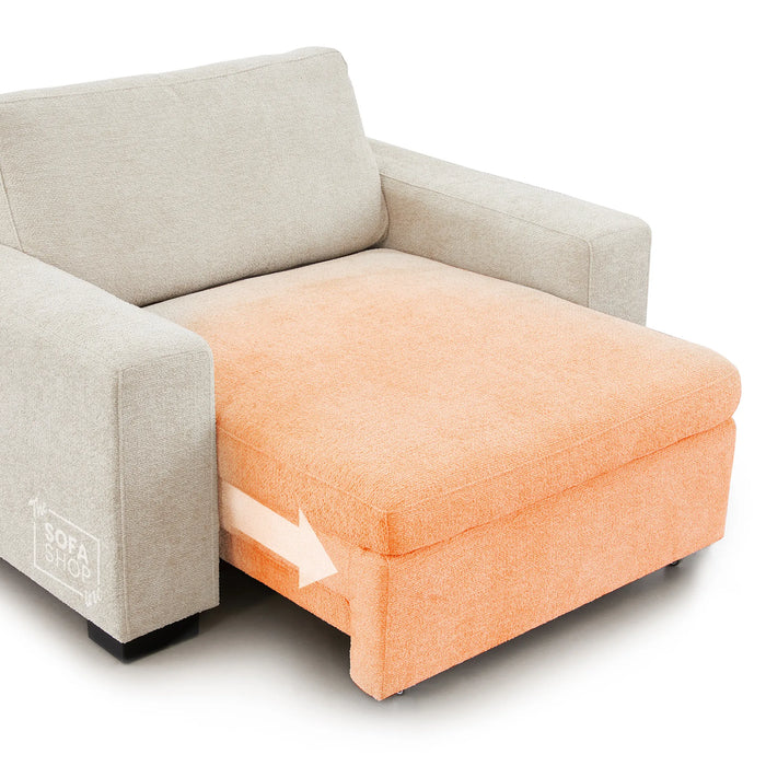 Extendable Electric Sofa Bed Chair in Cream Chenille | 1 Seat Power Sliding Sofa Bed Perfect for Home Cinema & Theatre Room | USBc & Sliding Buttons | Palma | The Sofa Shop