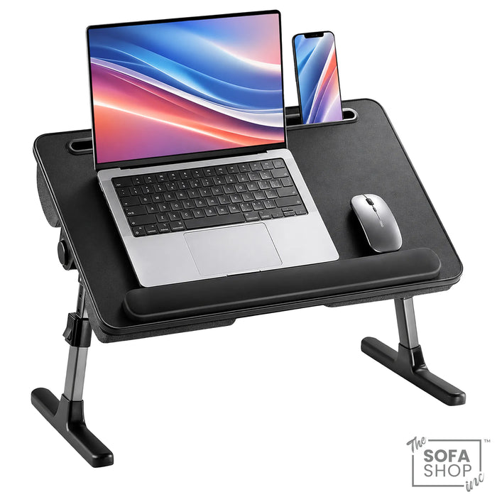 The Sofa Shop Portable Lap Desk & Bed Table With Adjustable Design | 2-In-1 Sofa Workstation With 5 Height Settings + Tilting Top + Bolster Cushions + Device Slots | Denver