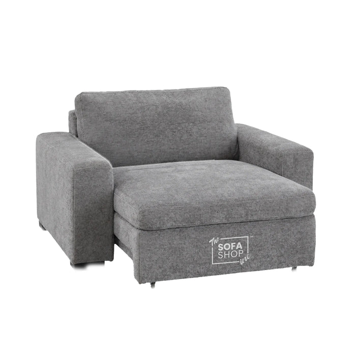 Power Sliding Sofa & Sofa Bed In One | 1 Seater Electric Extendable Chair | USB+C Charging & Grey Chenille Fabric | Home Cinema Seating | Palma | The Sofa Shop