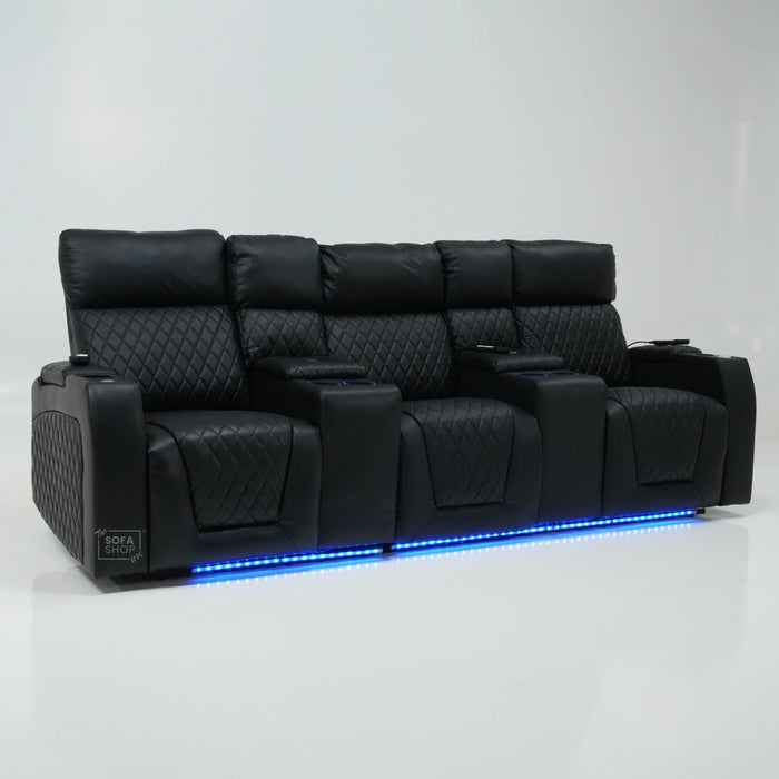 3 Seater Electric Recliner With Tray Tables & LED Lighting | Different Shade Seat & No Speakers | Venice | Second Hand Sofa SS22