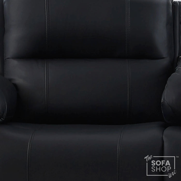 Trento 3 Seater Black Real Leather Electric Recliner Sofa | Power Recliner, Drop-Down Table & USB-C Charging | The Sofa Shop