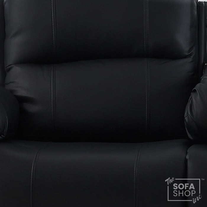 Trento 3 Seater Black Real Leather Electric Recliner Sofa | Power Recline, Drop-Down Table & USB-C Charging | The Sofa Shop