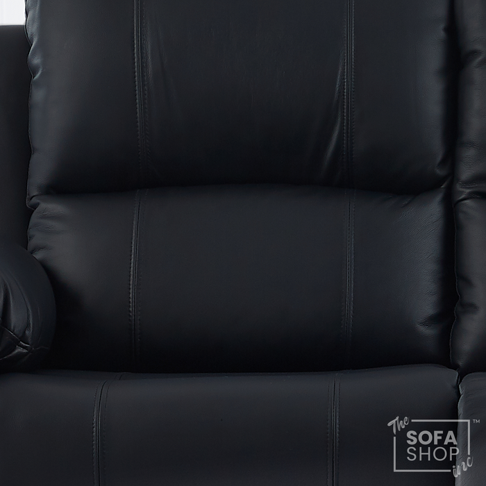 Trento 2 Seater Black Real Leather Electric Recliner Sofa | Smooth Power Recline, USB-C Charging | The Sofa Shop