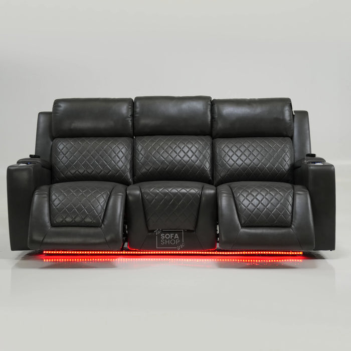 3 Seater Electric Recliner Sofa With Massage, Cooling Cups & USB | Small Scuffs on LHF & RHF | Venice | Second Hand Sofa SS08