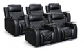 Set of 5 Electric Home Cinema Seats in Black Leather Aire, With Recliner, Massage Seats, Removable Table, USB, Lights, Chilled Cupholders - Venice Series One