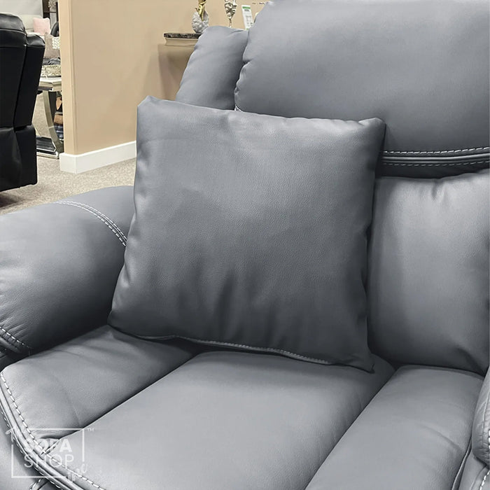 Decorative Cushion In Grey Leather | Premium 45cm x 45cm Faux Leather Pillow With Shape-Retaining Fill + Wipe-Clean Finish + Vegan Friendly | The Sofa Shop