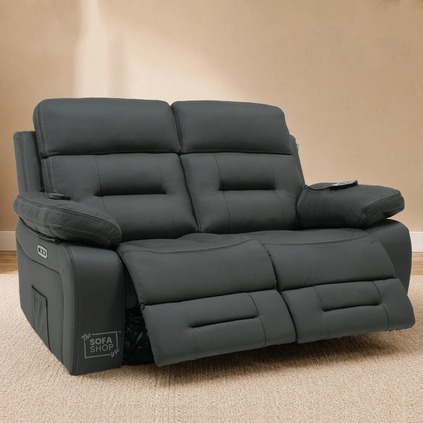 2 Seater Smart Recliner With Massage, Heated Lumbar | Electric Sofa With Power Headrest + USB+C | Sicily | Sample 25 | The Sofa Shop