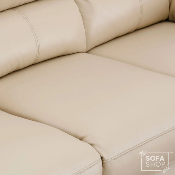 3+2+1 Electric Recliner Sofa Set in Cream Real Leather | Hi-Tech Leather Suite with Power Recline + Drop-Down Table + Cup Holders + USB-C Charging + Wall-Hugging Design | Trento | The Sofa Shop