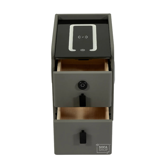 Phoenix Narrow Smart Bedside Table – Slim 2-Drawer Nightstand with LED Lights, Fingerprint Lock & Wireless Charger | The Sofa Shop