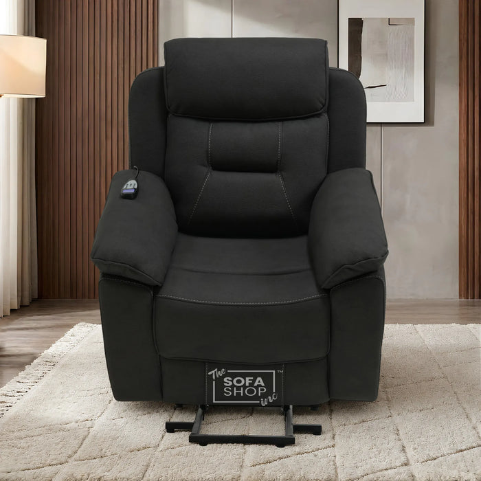 Electric Riser Recliner Chair in Charcoal Grey Fabric | Dual Motor Rise & Recline Armchair with Massage, Heat & Power Headrest | Mobility Chair for Elderly | Florence | The Sofa Shop